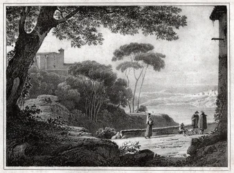 Albanosjön. (gravyr omkring 1820)