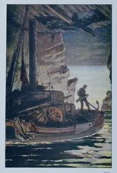 Illustration från The Workers of the Sea av Victor Hugo (1802-85) 1923
