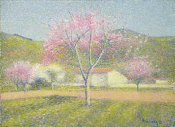 An Orchard in Springtime, Apple Trees in Bloom, ca 1920-29 (olja på bomull)