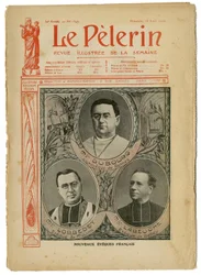 Illustration av Achille Lemot (1846-1909) för omslaget till Le Pelerin, 26/08/06 - New English Eveques - Religion Faith, Catholic Catholicism - Eveques