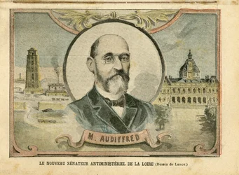 Illustration av Achille Lemot (1846-1909) i Le Pelerin, 06/11/04 - Den nya antiministeriella senatorn i Loire - Senat, Loire - Senator, Audiffred Honore (1840-1917)