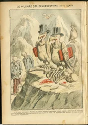 Illustration av Achille Lemot (1846-1909) i Le Pelerin, 07/10/06 - Miljarden kongregationer - Religion Tro, katolsk katolicism - Miljarder församlingar - Gamar