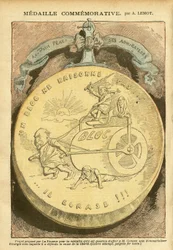 Illustration av Achille Lemot (1846-1909) i Le Pèlerin, 26/02/05 - Minnesmedalj - Antimureri, Affaire des fiches, Vänsterblocket - Émile Combes (1835-1921), Marianne - Kastrull