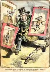 Resultaten: ett självmord på lyceen i Clermont, ett annat i Bourg: resultat av moral utan Gud i skolan! - Tecknad av Achille Lemot (1846-1909) i Le Pelerin (1909) - motstånd mot Laique och religiös undervisning (katolsk) - en tjänsteman i republiken wea