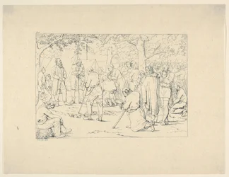 Bön i Stonewall Jacksons läger från Confederate War Etchings, 1861-63.