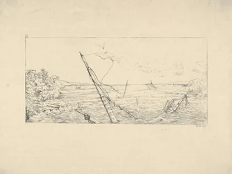 Stenblockad utanför Charleston, South Carolina från Confederate War Etchings, 1861-63.