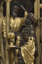 Tillbedjan av Magi, detalj