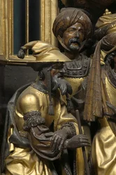 Tillbedjan av Magi, detalj