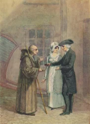 Yorik, munken och Madame L- på Inn Courtyard i Calais, c1760-talet, 1942.