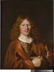 Porträtt av en man i fantasidräkt, troligen Hendrick Hooft (1617-1678), ca 1644-66 (olja på pannå)