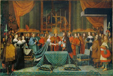 Firande av Ludvig XIV:s och Marie Thérèses av Österrikes bröllop (målning på duk)