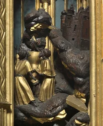 Tillbedjan av Magi, detalj