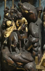 Tillbedjan av Magi, detalj
