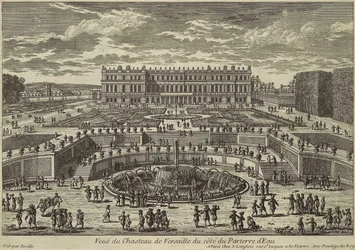 Utsikt över Versailles, trädgårdsfasad, 1680-talet