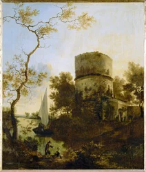 Landskap nära Tivoli, Italien (målning på ek)