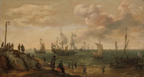 Skickar utanför en kust