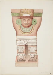 Karyatid från den yttre kammaren, Temple A, bollplanstemplet, Chichen Itza, Mexiko