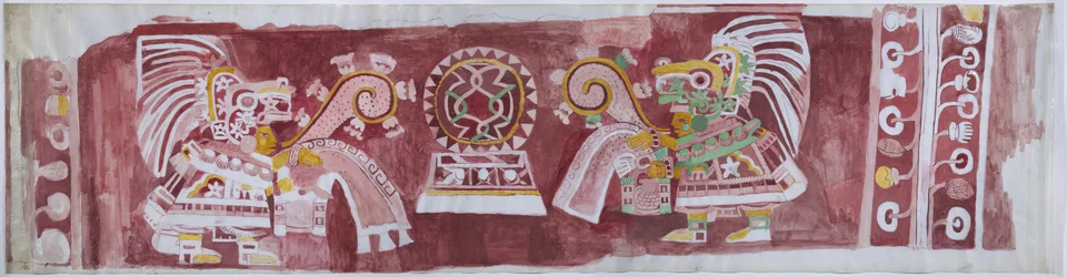 Kopia av en väggmålning från Casa de Barrios i Teopancaxco, Teotihuacan, Mexico State