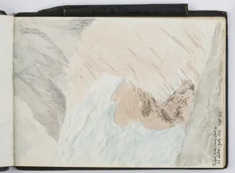 Skissbok över akvareller, teckningar och anteckningar, Nord- och Sydamerika och Europa, 1909-1910, inbunden i grönt läder (akvarell)