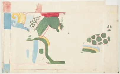 Spårning av en väggmålning från Jaguarernas övre tempel, Chichen Itza, Mexiko   (akvarell, kroppsfärg, grafit)
