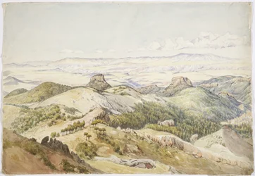 Utsikt från Cerro de Navajas, Hidalgo, Mexiko (akvarell)