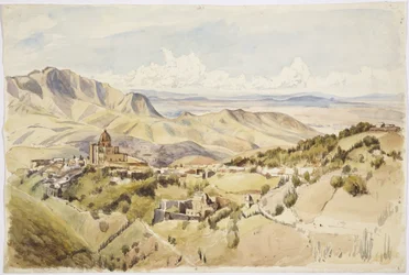 Utsikt nära Guanajuato, Guanajuato State, Mexiko (akvarell)