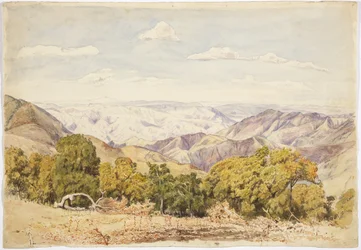 Utsikt över Tlacotepec, Guerrero, Mexiko (akvarell)