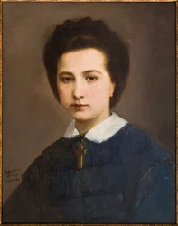 Porträtt av kvinna (Family Ghirelli) (olja på duk)