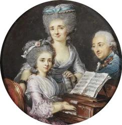 Adelaide Labille-Guiard - Porträtt av en mor och en far med sin dotter vid en cembalo