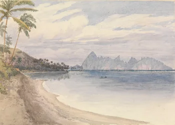 "Eimeo [Moorea] från nära Papeiti [Tahiti, Sällskapsöarna], 25 augusti 1849"