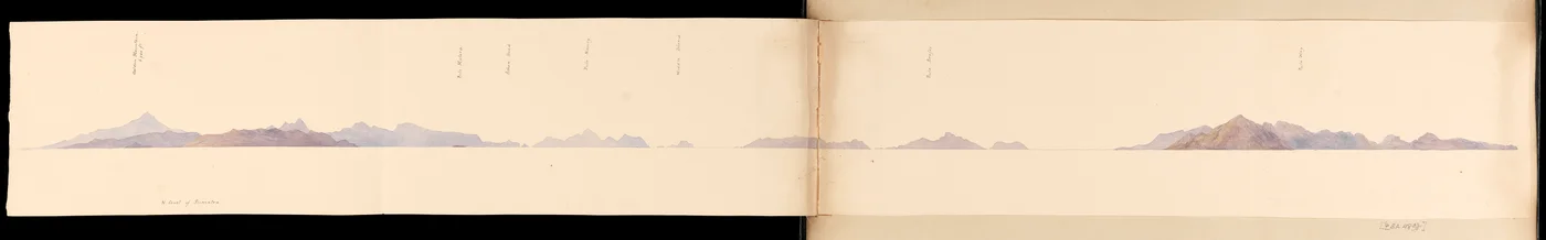 Sumatras norra kust från West Indies, North American and Borneo scrapbook, ca 1845 (Akvarell)