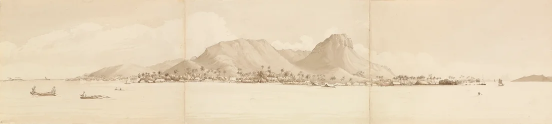 "Panorama över Raiatea, 1 september 1849. Tahaa till höger [Samhällsöarna]