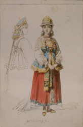 Kostymdesign för operan A Life for the Tsar av M. Glinka, 1867