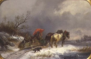 En släde på vintern