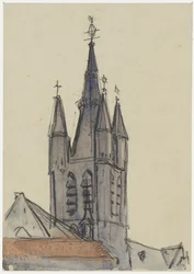 Tornet i den gamla kyrkan i Delft