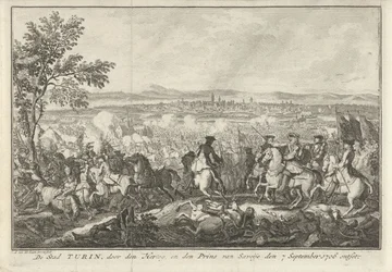 Relief av Turin, 1706 Staden Turin, skändad av hertigen och prinsen av Savojen den 7 september 1706 (titel på objektet)