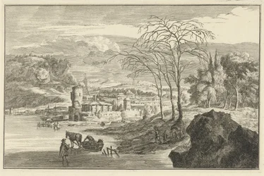 Vinterlandskap med utsikt över en stad Italienska och tyska landskap (serietitel)
