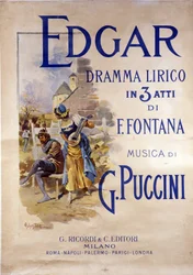 Affisch för operan "Edgar" av kompositören Giacomo Puccini (1858-1924) av Adolfo Hohenstein