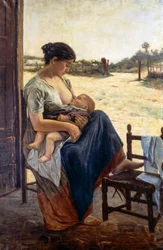 Maternity, av Adolfo Tommasi (1851-1933), olja på duk
