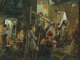 Knivsliparen vid smedjan i Hofgastein, 1881