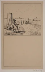 Soldaten på vandring. Nej. 13 i Chr. Winther och M. Rørbye, "25 bilder för små barn"