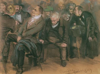 Borgerliga tyskar i ett offentligt möte, 1849 (pastell på papper)