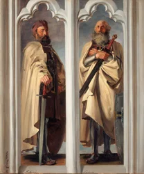 Högmästarna Siegfried von Feuchtwangen och Ludger von Braunschweig. Skisser till målningar i Marienburg
