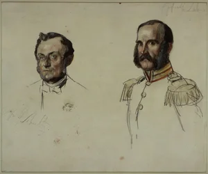 Hovrådet E. Dohme, hovrådet Schulz. Studie till målningen "Kröningen av Vilhelm I i Königsberg"