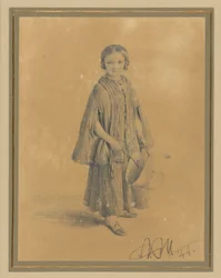 Barnporträtt av Constanze Beling, född Martini. Dotter till distriktsdomaren Carl Martini och hans hustru Pauline Martini