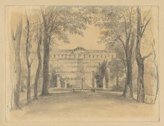 Sanssouci slott med terrasserna och fontänen