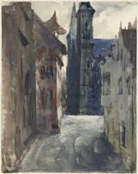 Gatan och Sankt Sebaldskyrkan i Nürnberg