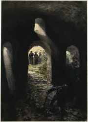 Turister i ruinen Rheinfels