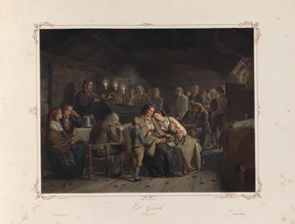 Illustration ur boken Norske Folkelivsbilleder av Adolph Tidemand och utgiven av Chr. Tønsberg (Christiania, 1858)