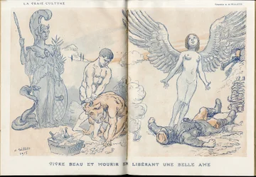 Illustration av Adolphe dit Willette (1857-1926) i "" Fantasio""", 01/05/15 - Att leva vackert och dö genom att släppa en vacker själ - War of 14 -18, Dead corpses, Barbary/Kultur, Jam of Skull - Soldater